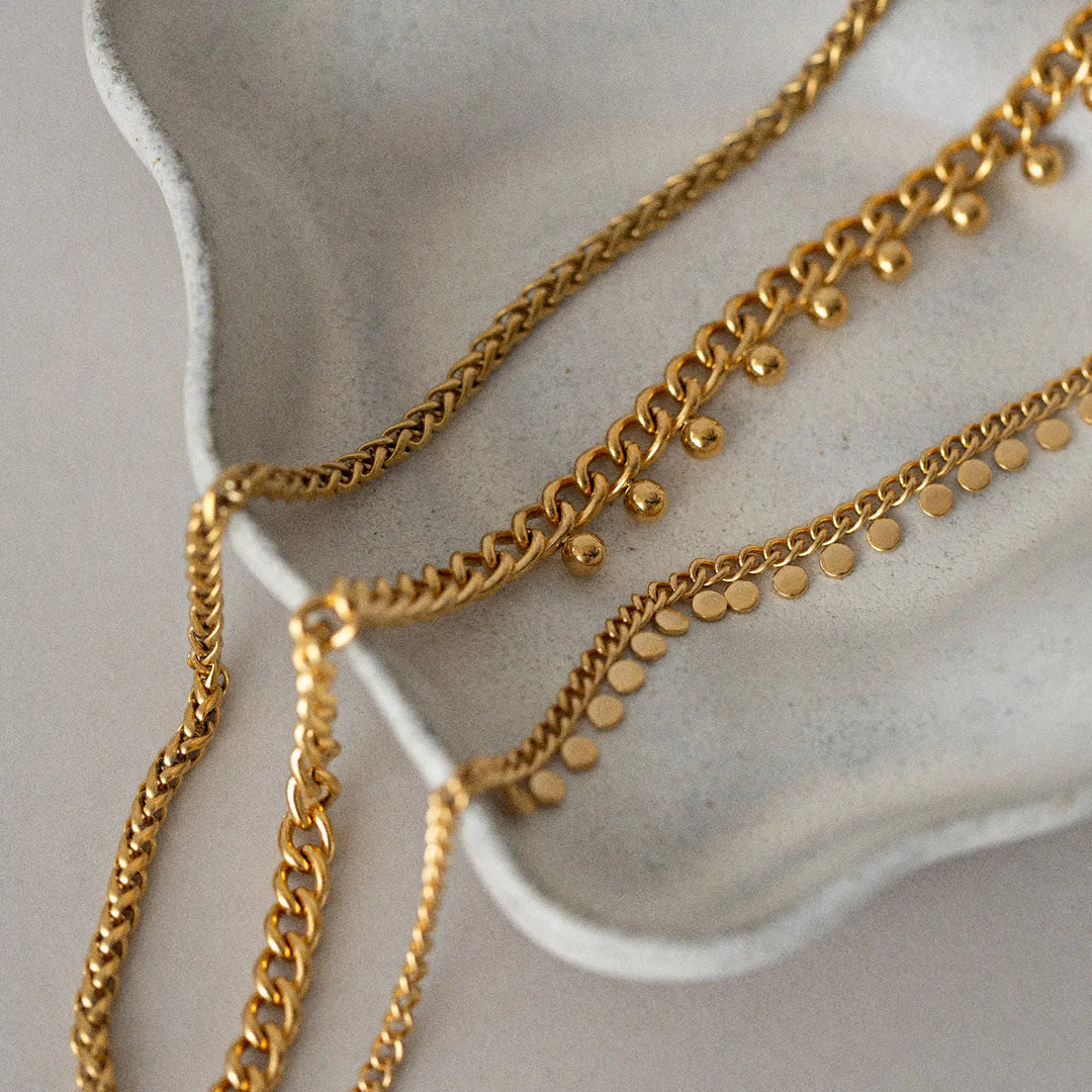Saffron - Oriental Bead Link Necklace Stainless Steel  | Timi of Sweden