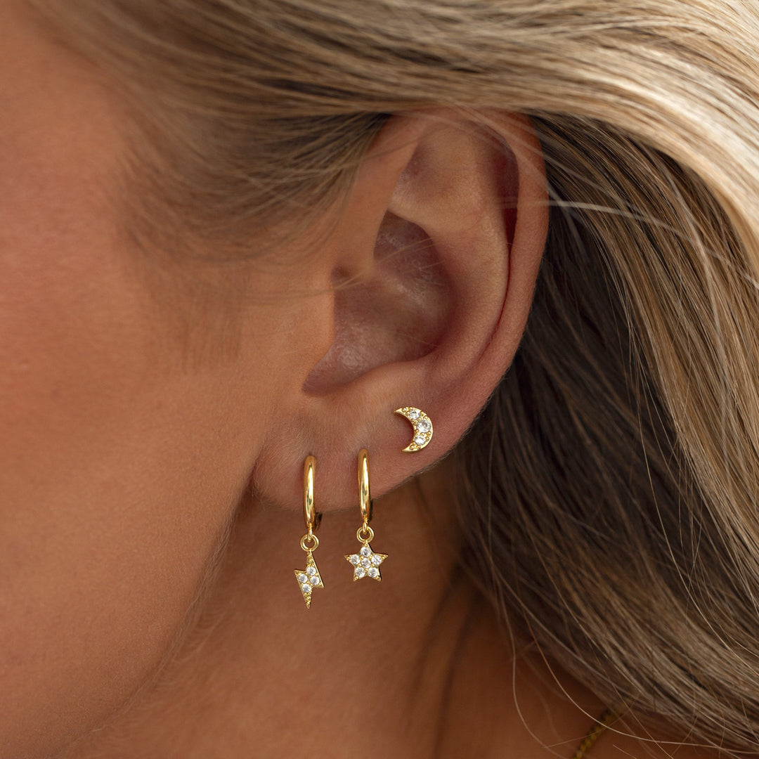 Joey - Crystal Moon Stud Earring