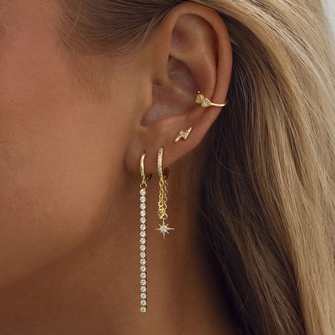 Alma - Crystal Long Dangling Hoop Earrings