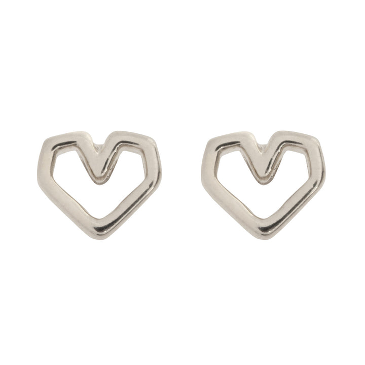 Juniper - Small Heart Outline Stud Earrings